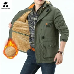 Men's Warm Windproof Jacket 2024 Winter New Fleece Thickened Waterproof Snow Hooded Coat Men's Casual Plus-size Camping Parka