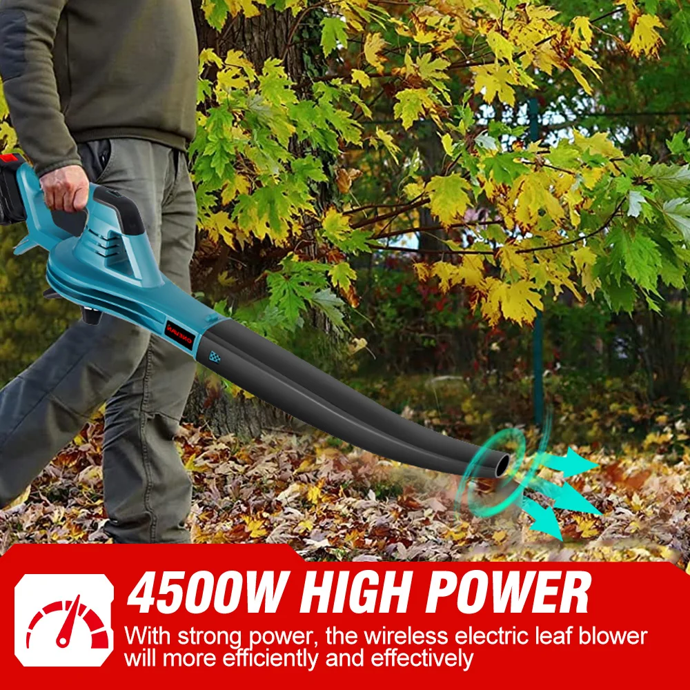 Electric Air Blower 4500W 46000RPM Cordless Leaf Dust Blowing 6 Gears Snow Powerful Cleaning Blower Tool For Makita 18V Battery