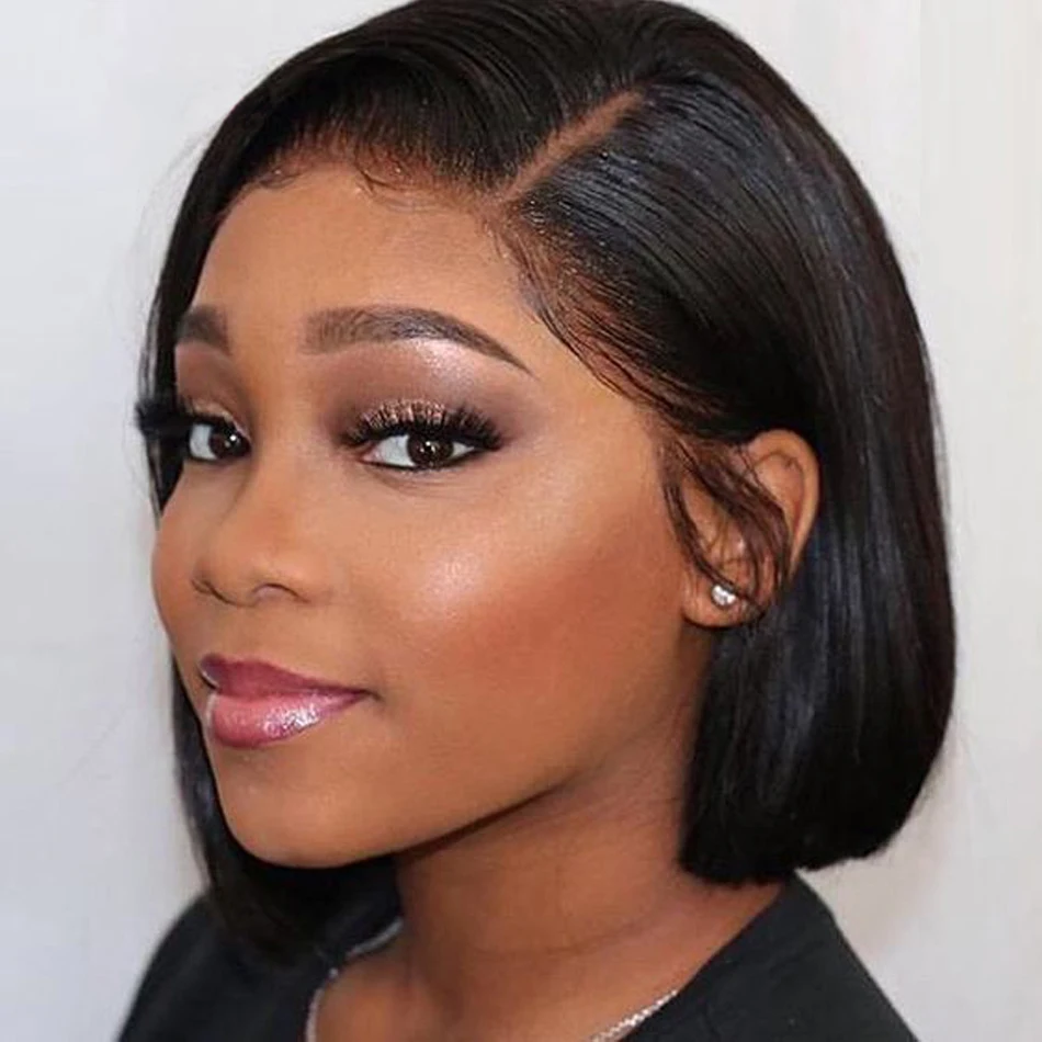 2026 Neue knochenglatte kurze Bob-Perücke, klebefrei, transparente Lace-Frontal-Echthaarperücke, vorgezupft, für Damen