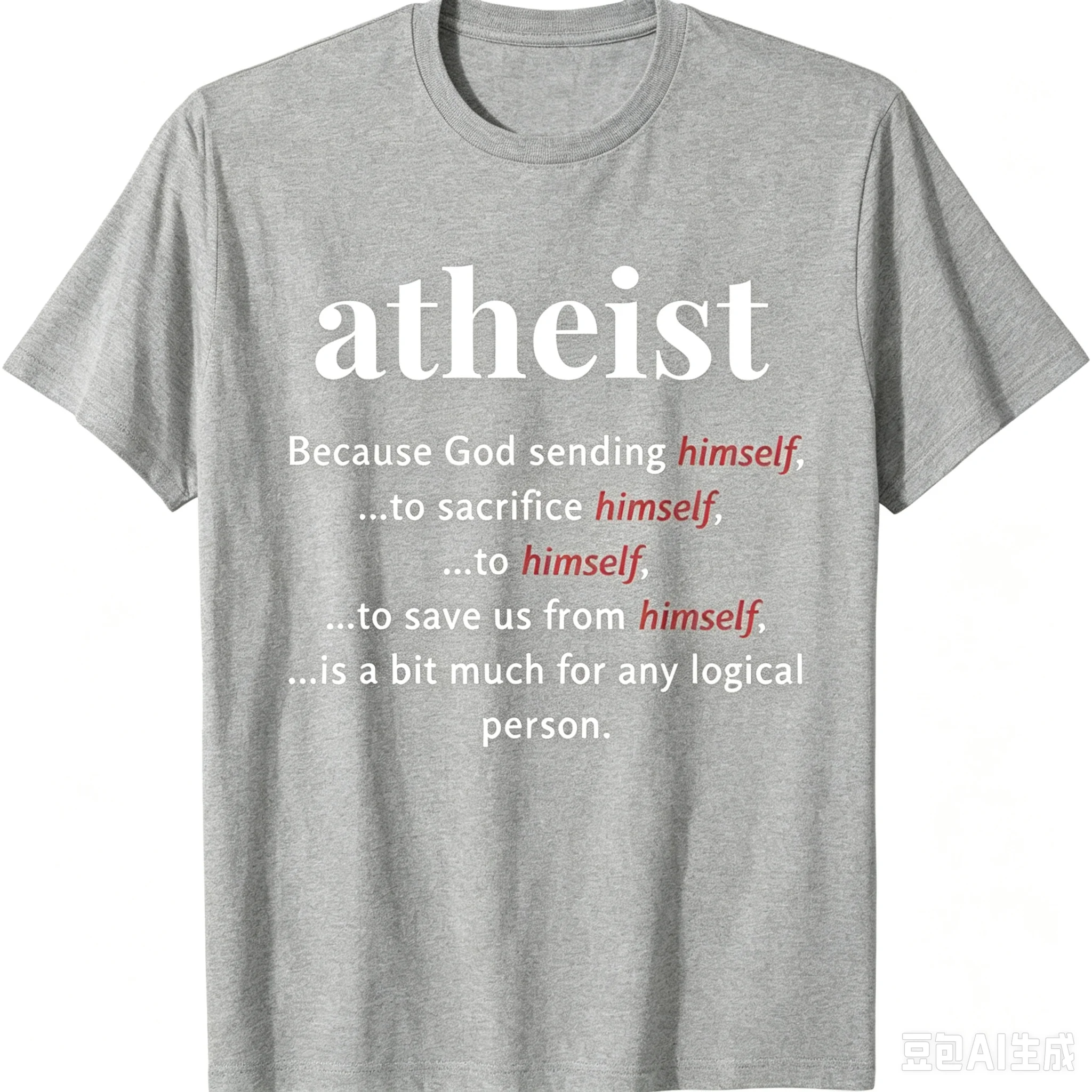 Neues, limitiertes T-Shirt mit Aufschrift „Atheismus, ein bisschen zu logisch“, lustiges Atheisten-Anti-Religions-T-Shirt. – Detail 4