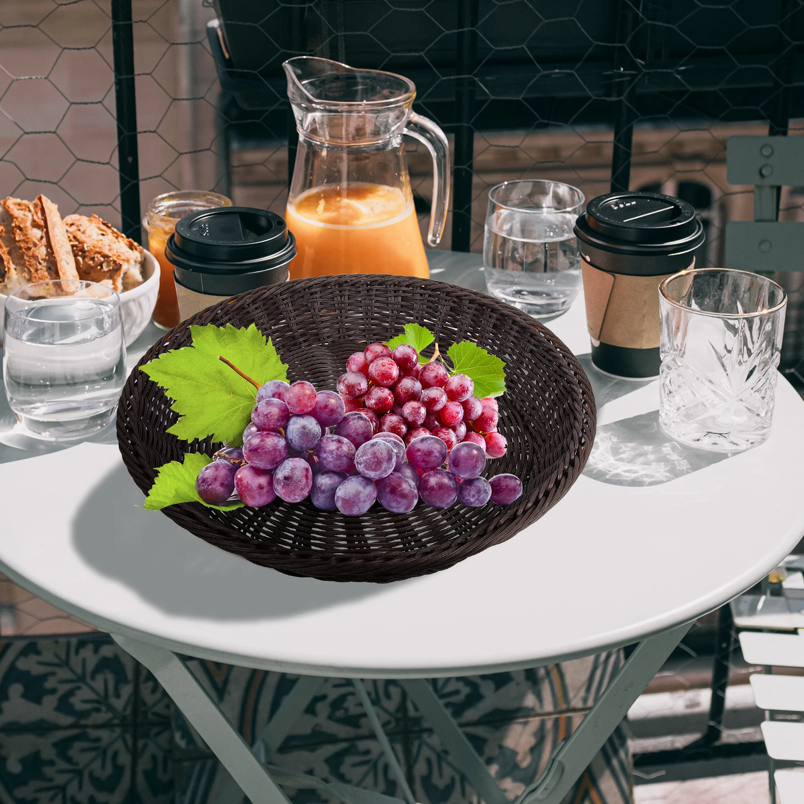 

Household Woven Bread Basket Large Capacity Simulation Rattan Fruit Container Food Serving Snack Storage Basket