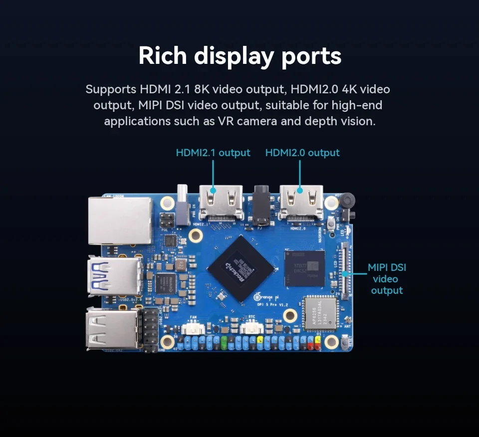 Orange Pi 5 Pro 16GB RAM Rockchip RK3588S 8-Core 64-Bit Wi-Fi 5+BT5.0 M.2 M-KEY Slot Gigabit Ethernet Mini PC Development Board