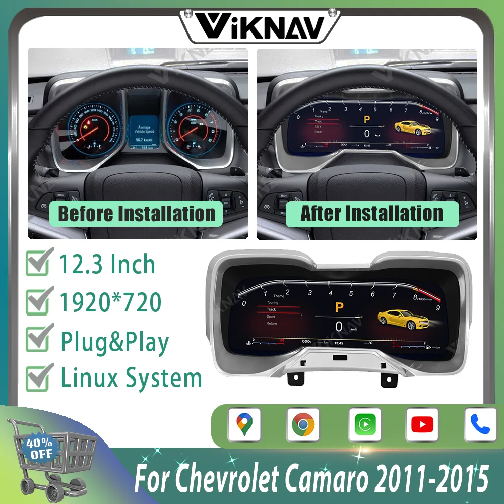

Система Linux, цифровой кластер, виртуальный кабин для Chevrolet Camaro 2011-2015, приборная панель, измеритель скорости, экран 12,3 дюйма