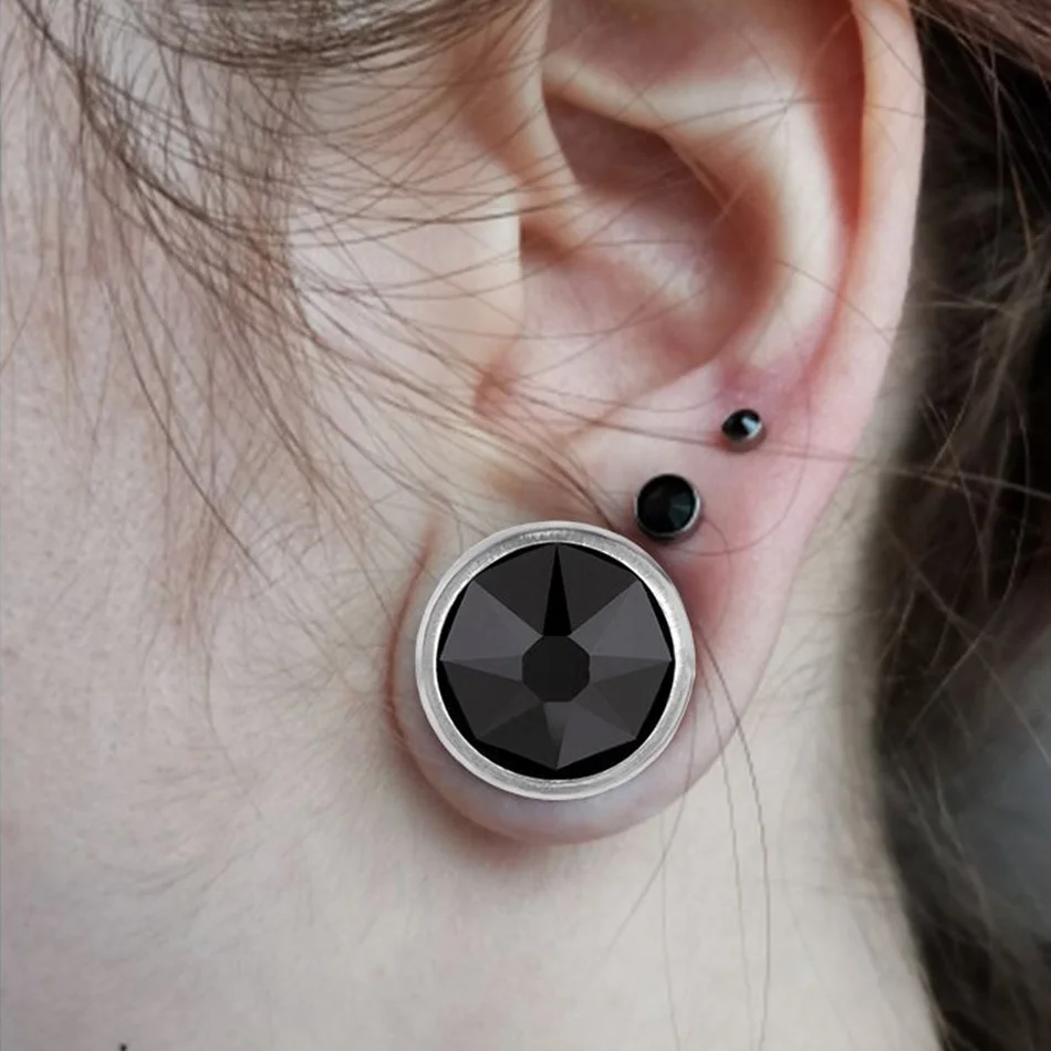 Hypoallergenic Black CZ Earrings for Man Women G23 Titanium Get Crystal Stud Earrings 3mm 4mm 5mm 8mm Stone Stone Earings aretes - view 6