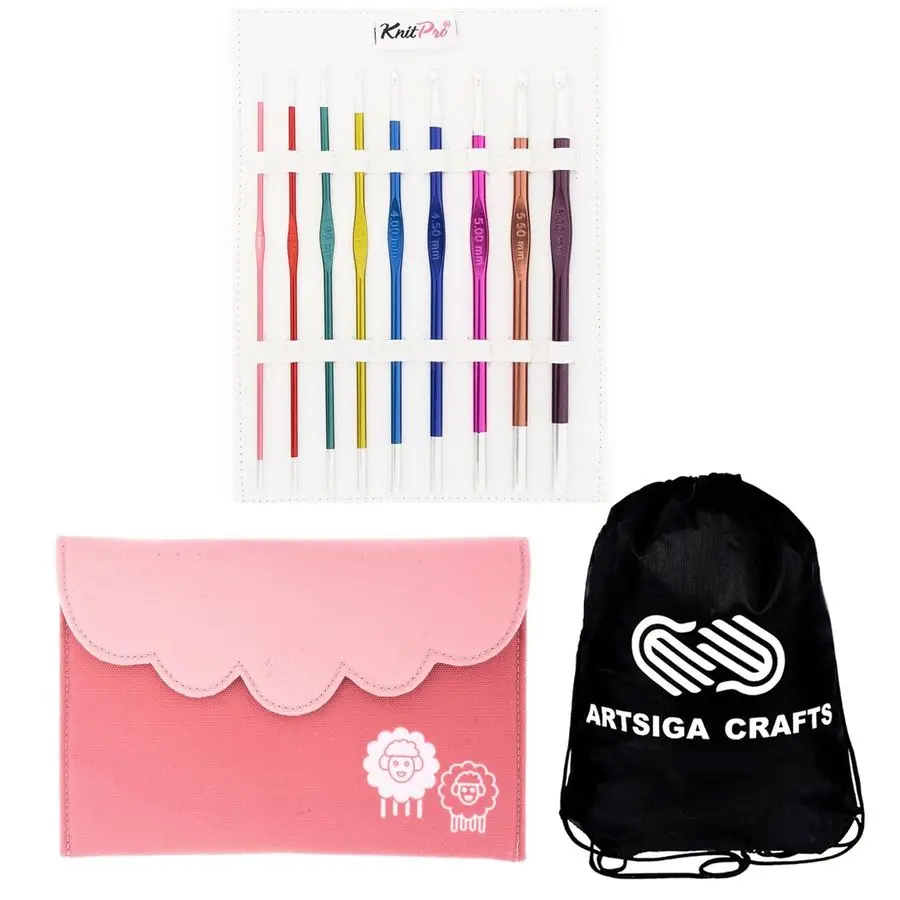 

Zing Deluxe Set 6 inch Crochet Hooks Size 2.0, 2.5, 3.0, 3.5, 4.0, 4.5, 5.0, 5.5, 6.0 mm with Fabric Case with Project Bag