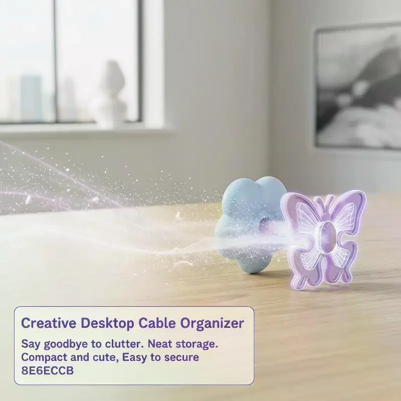 Easy Press Adhesive Back Butterfly  Cute Cable Holder for Travel Office Home Charger Data Wire Sorting