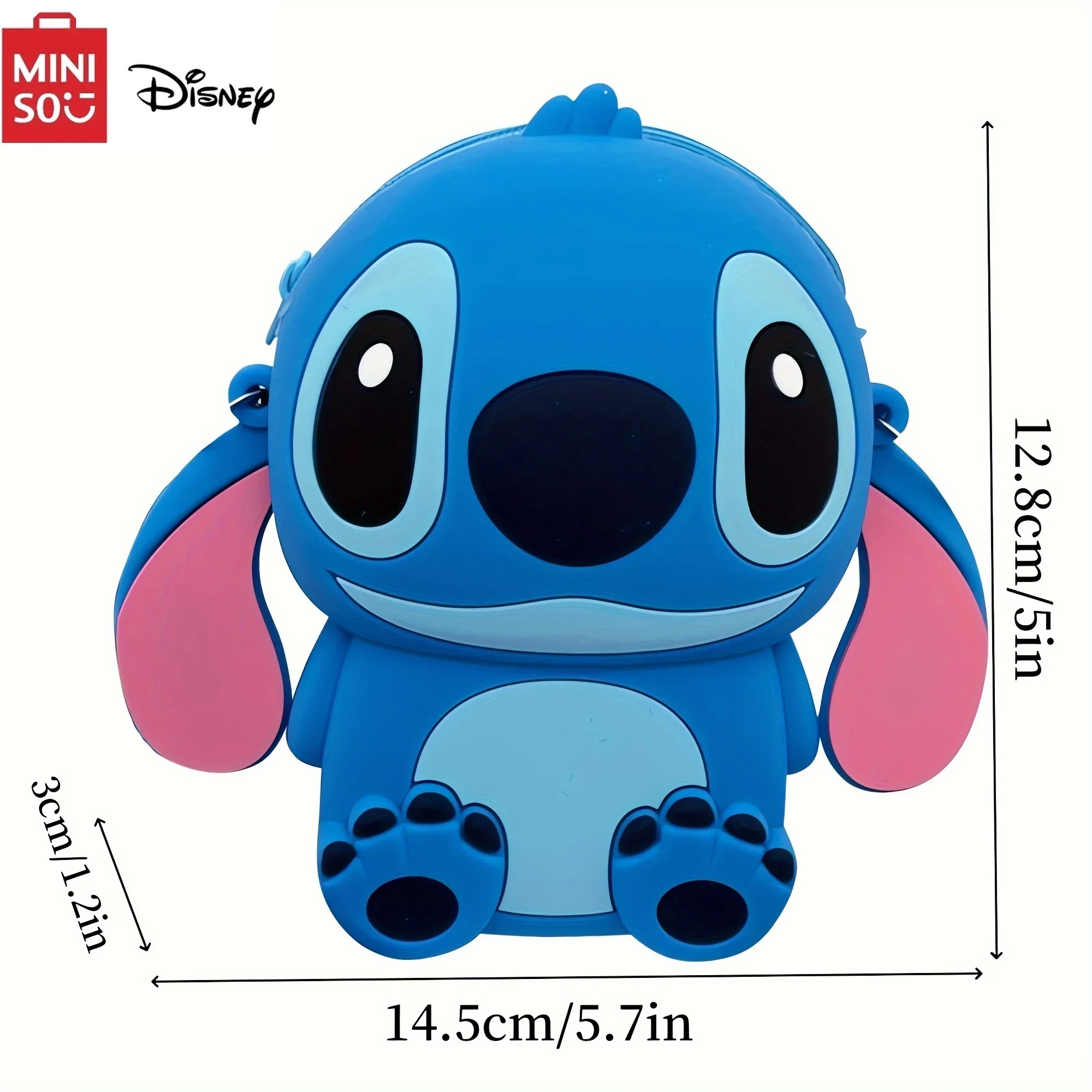 1pcs MINISO Disney New Stitch Crossbody Bag with Adjustable Shoulder Strap Handbag with Zipper Cartoon Stitch Coin Wallet Purse