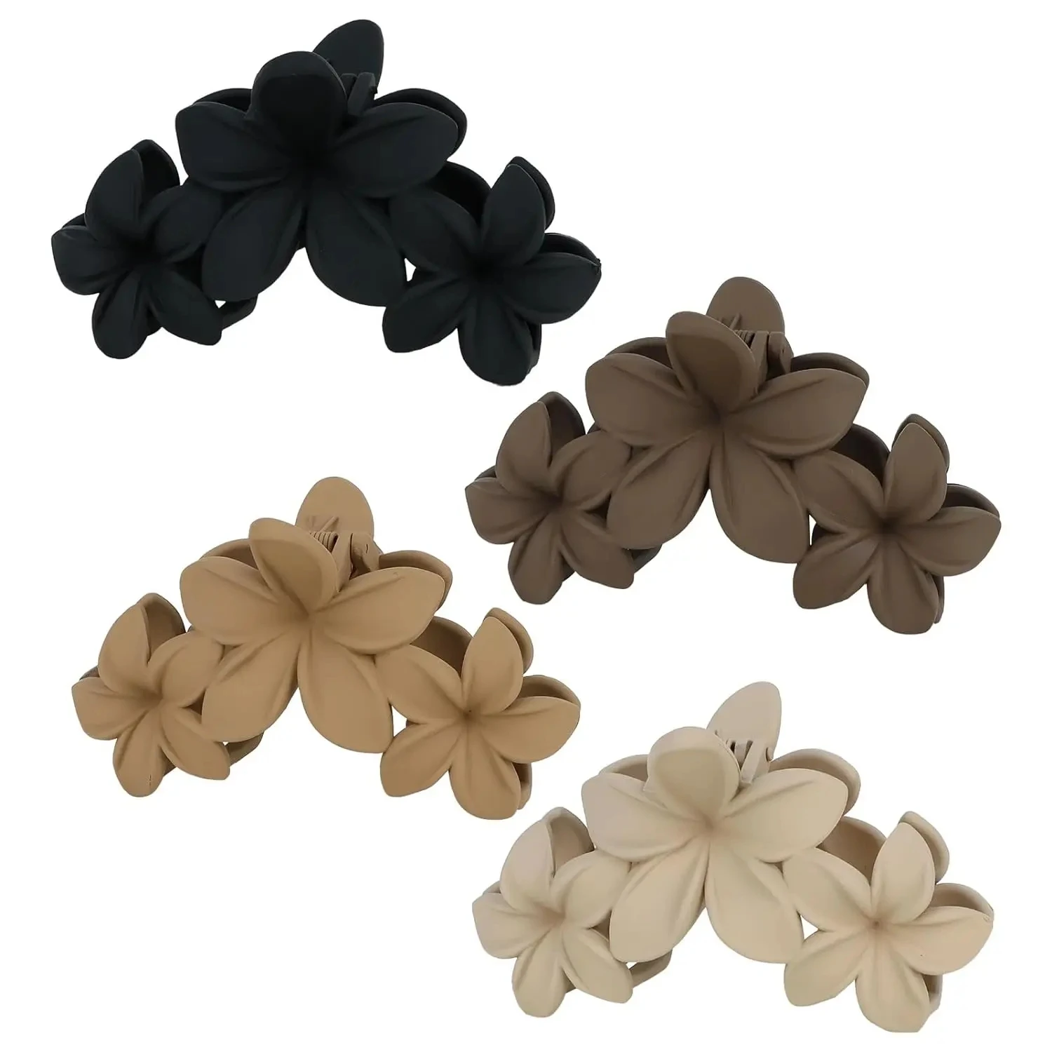 4PCS Flower Hair Claw Clips Non-Slip Matte Flower Hair Clips for Women Cute Hairpins Ponytail Shark Clip Girls Hair Accessories