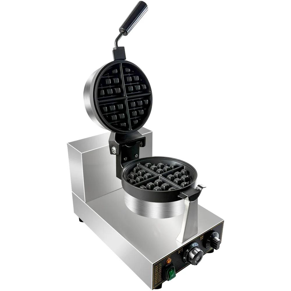 Commercieel wafelijzer, professioneel Belgisch wafelijzer Rond wafelijzer met antiaanbaklaag 180 °   roterende wafelijzermachine
