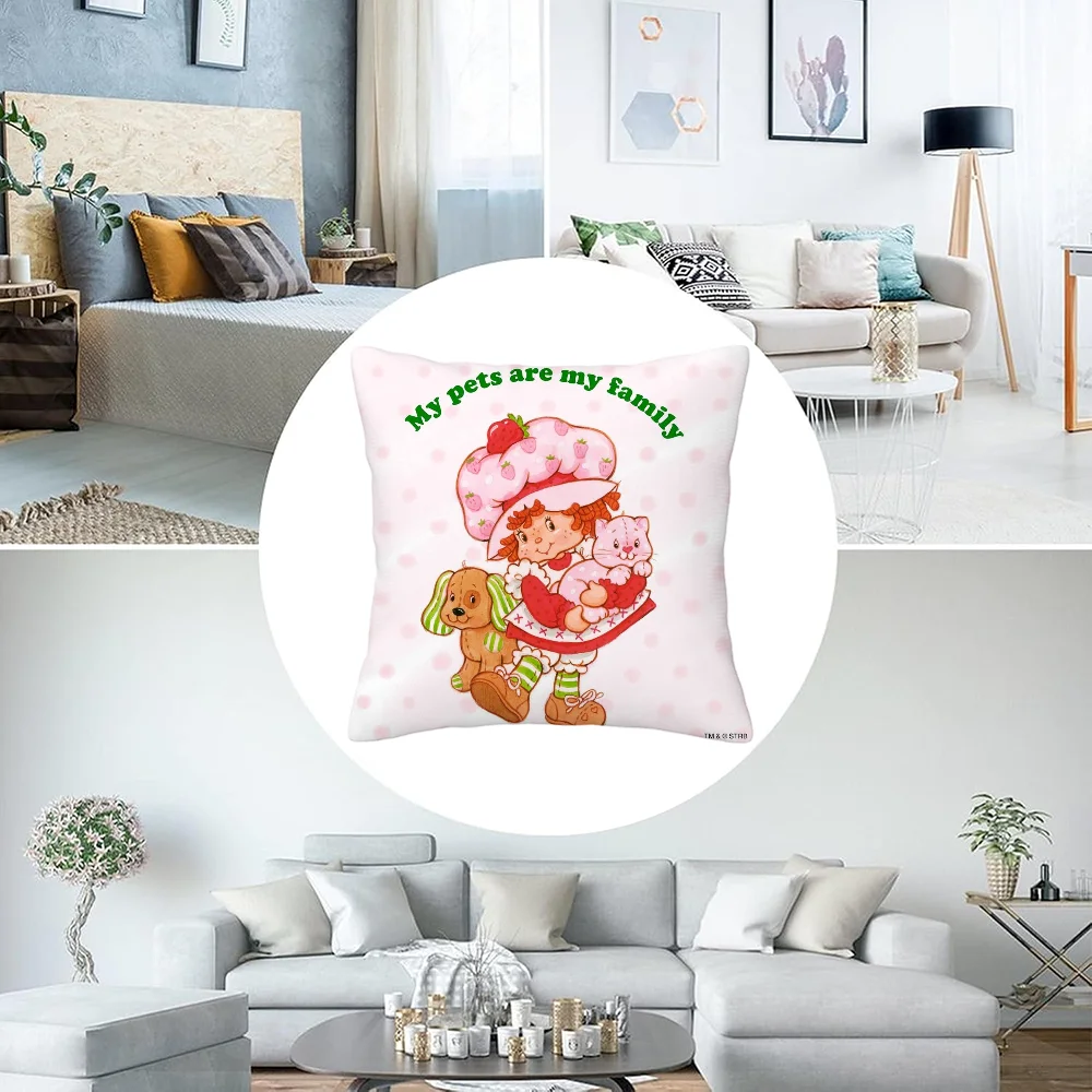 Personalized Gifts Strawberry Shortcake Decorative Pillowcase Pillow Cover Decorative Pillows for Sofa Pilow Covers Home Cushion