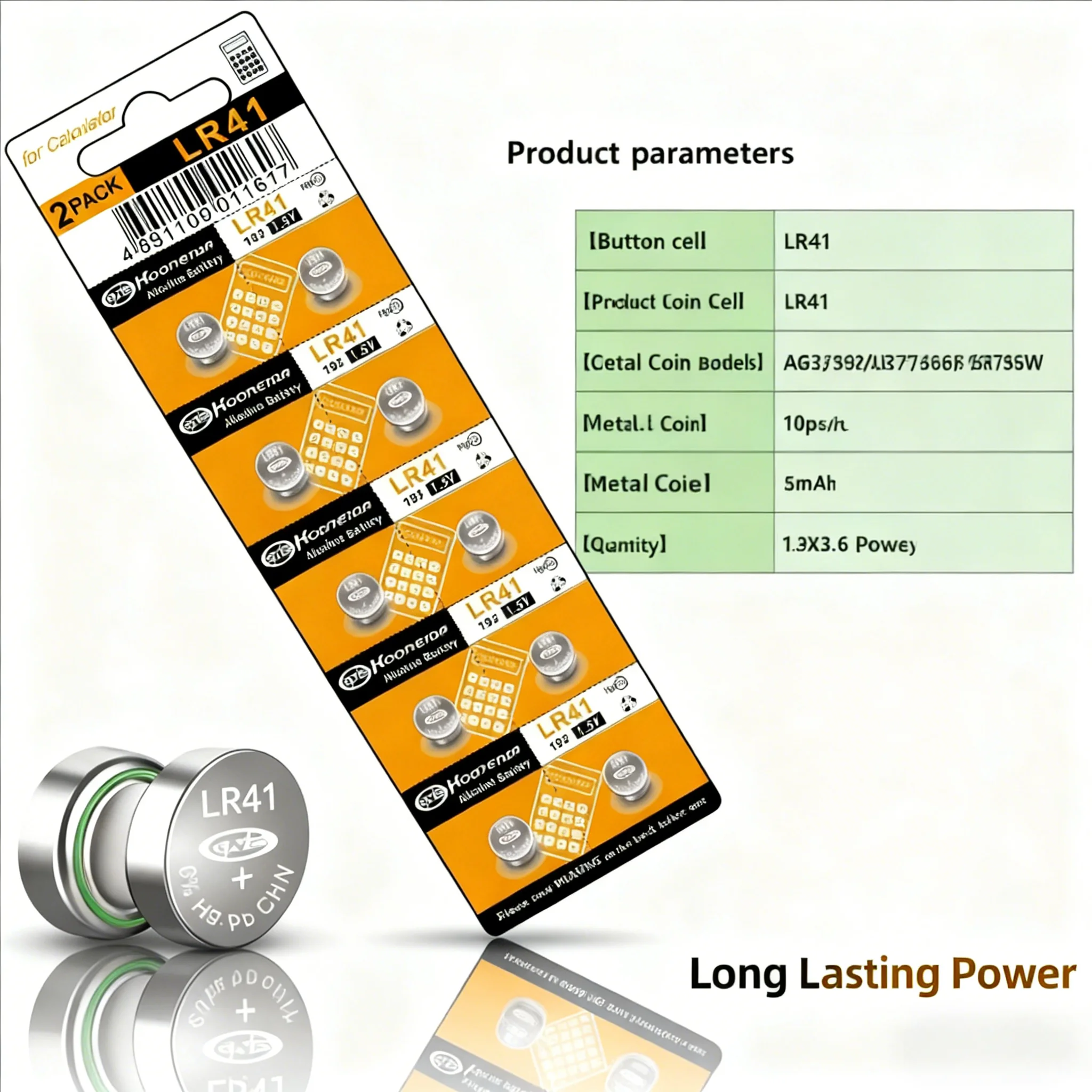 

1.55V 40mAh AG3 LR41 SR41 SR41SW 192 384 392 L736 CX41 Zinc-manganese Button Battery for Watch Luminous Toy