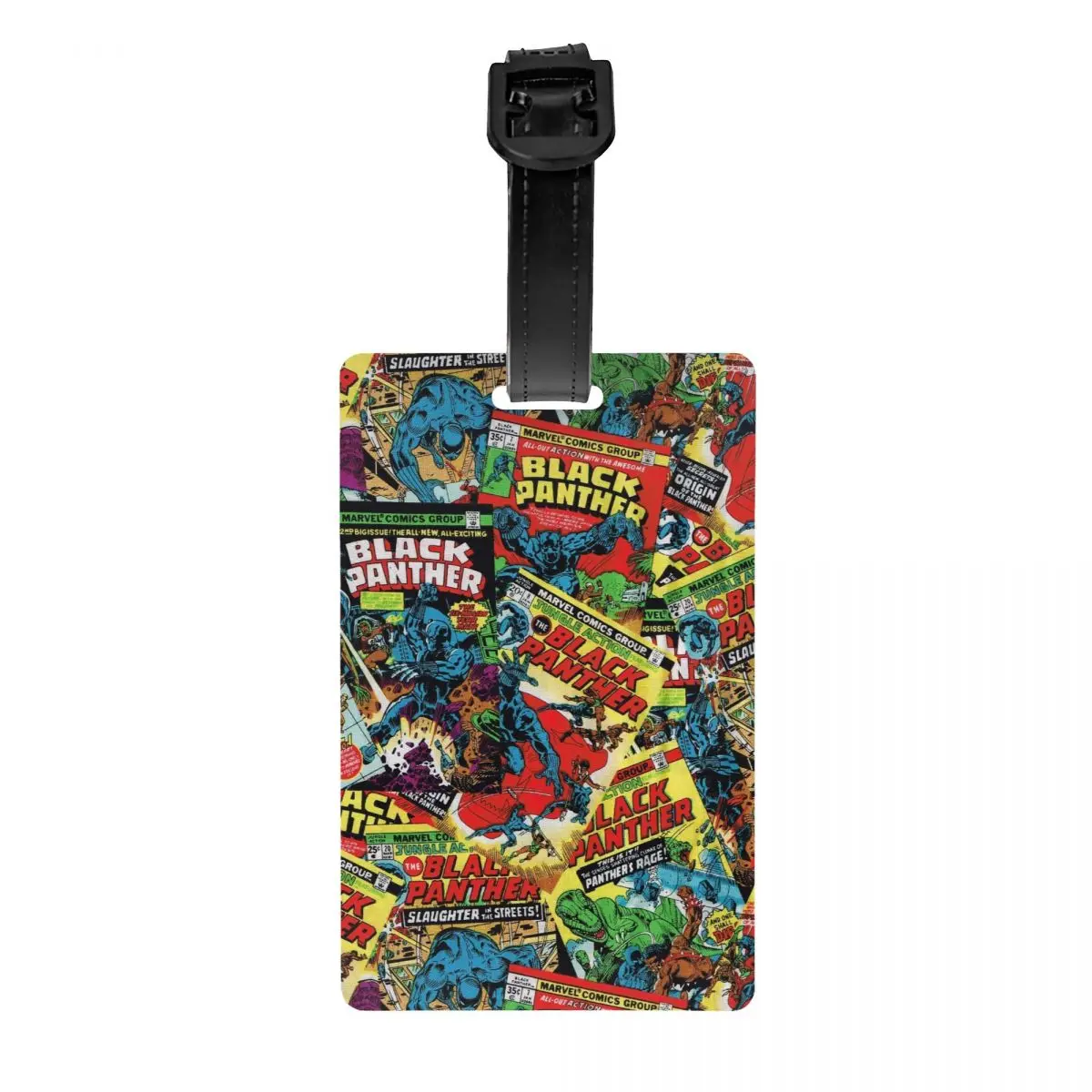 

Custom Black Panther Comic Superhero Luggage Tag Travel Bag Suitcase Privacy Cover ID Label