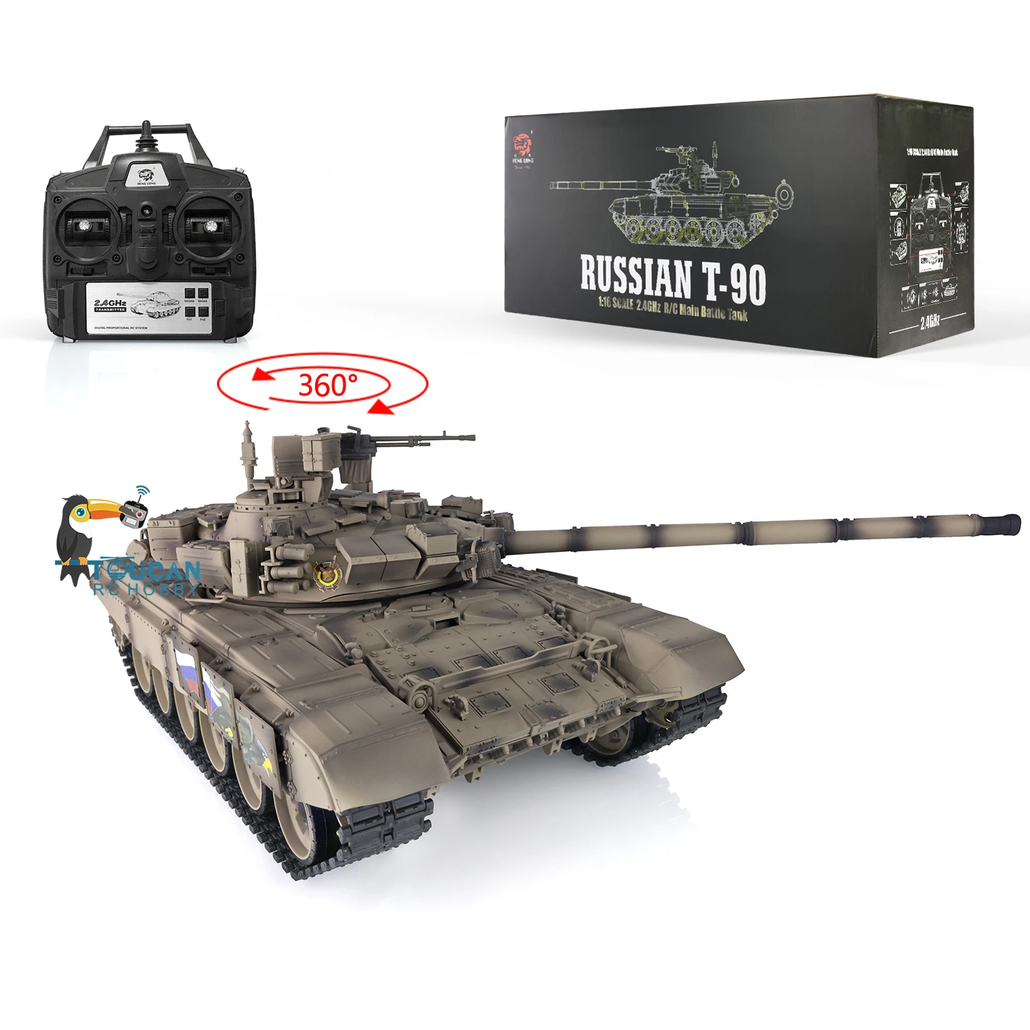 

1/16 HENG LONG 3938 RTR RC Танк 7.0 Россия T90 360 ° Металлические колеса с турелью, красные глаза, батарея, BB, гранулы, радиомодели, игрушки TH17870