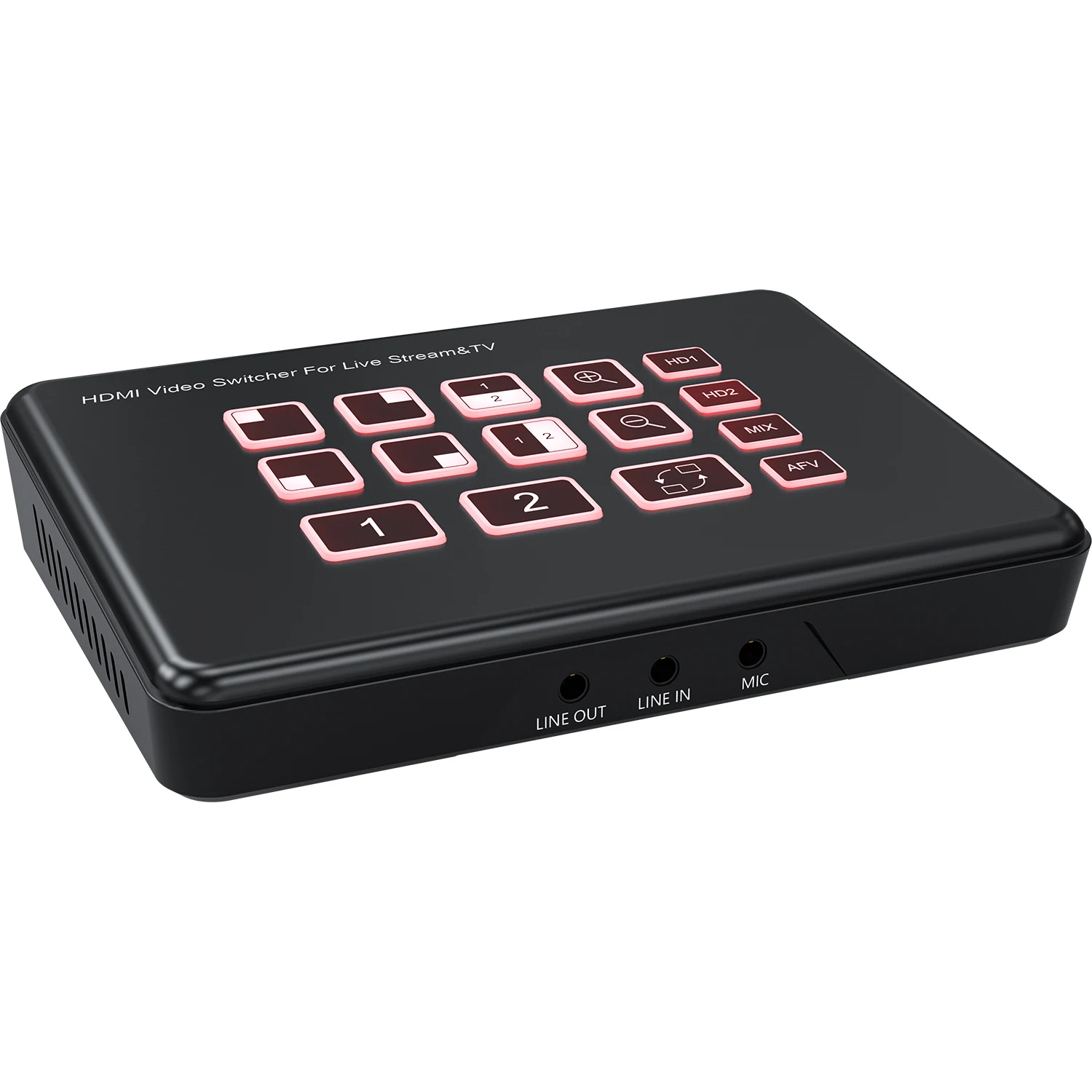 1080p 2 Ports HDMI Video Mixer Two Channel HDMI Video Switcher Live Streaming Broadcast Video Capture PIP MIC Line in Line Out