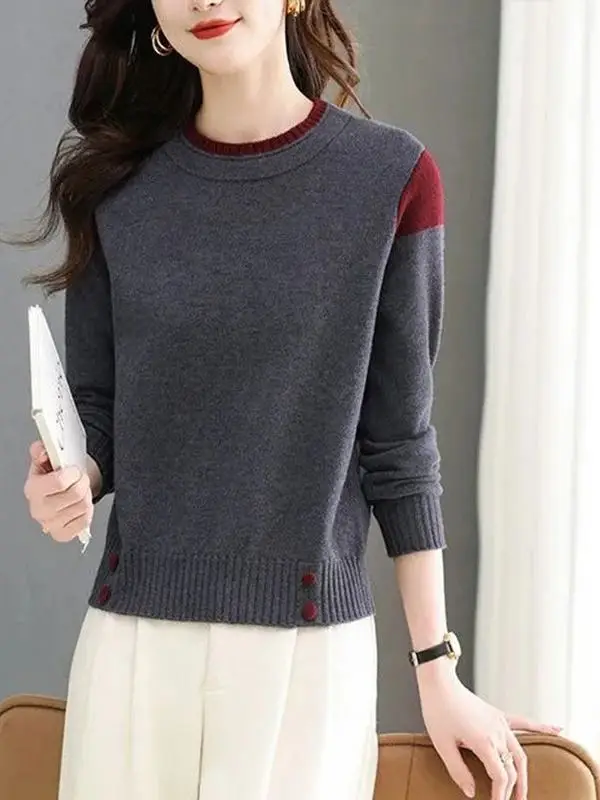 

Ladies Faionable ort round Ne Knitwear Color Blo Base Layer Top Dull Sle High End Sweater Autumn Winter New Arrival