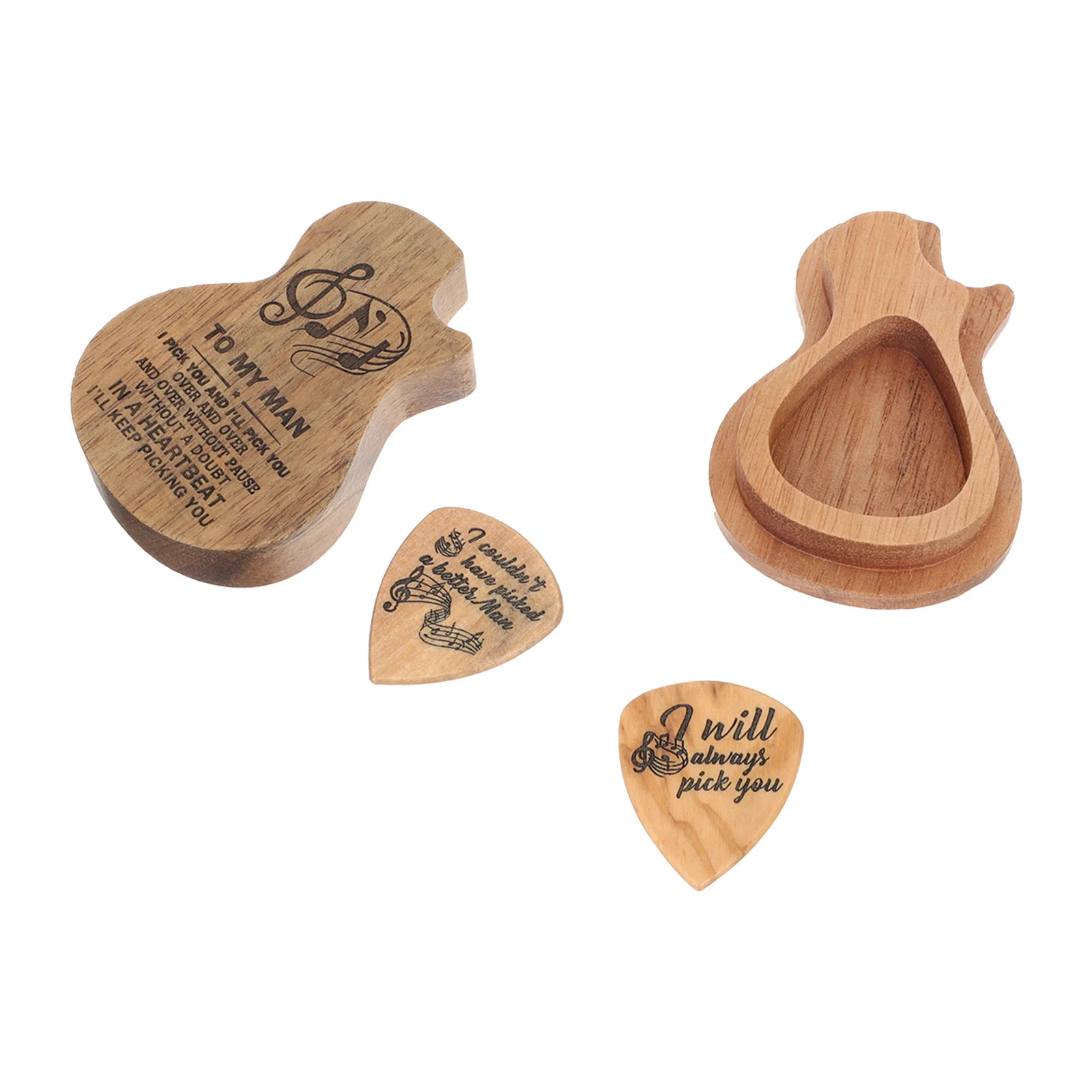 

Wooden Storage Organizer for Acoustic Picks Plectrum Container Guitar Accessories Smooth Polished Easy Open Close