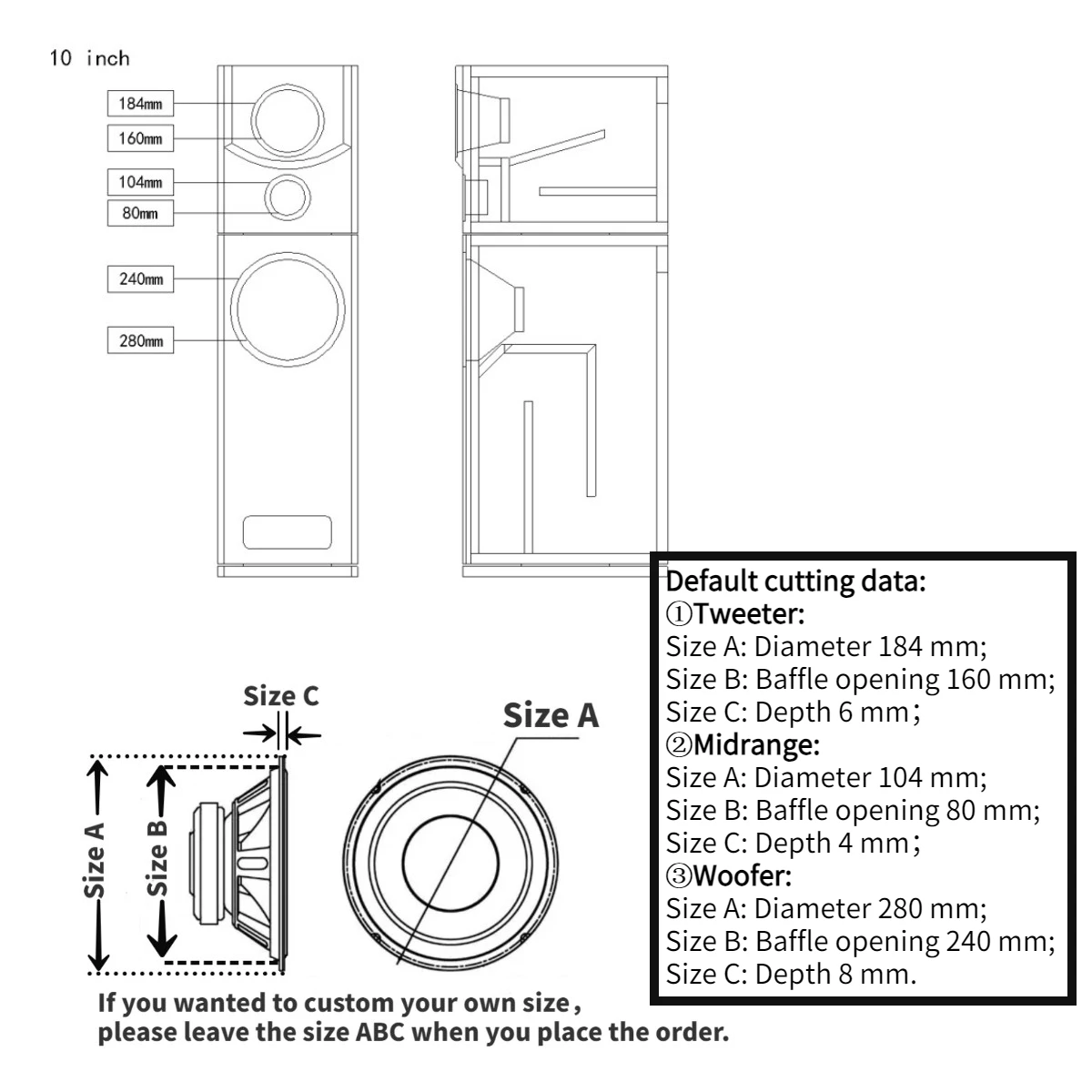 Craftsmen Customized One Pair 10 Inch Three-Way Birch Plywood Labyrinth Structure Empty Cabinet Box DIY HiFi Speaker