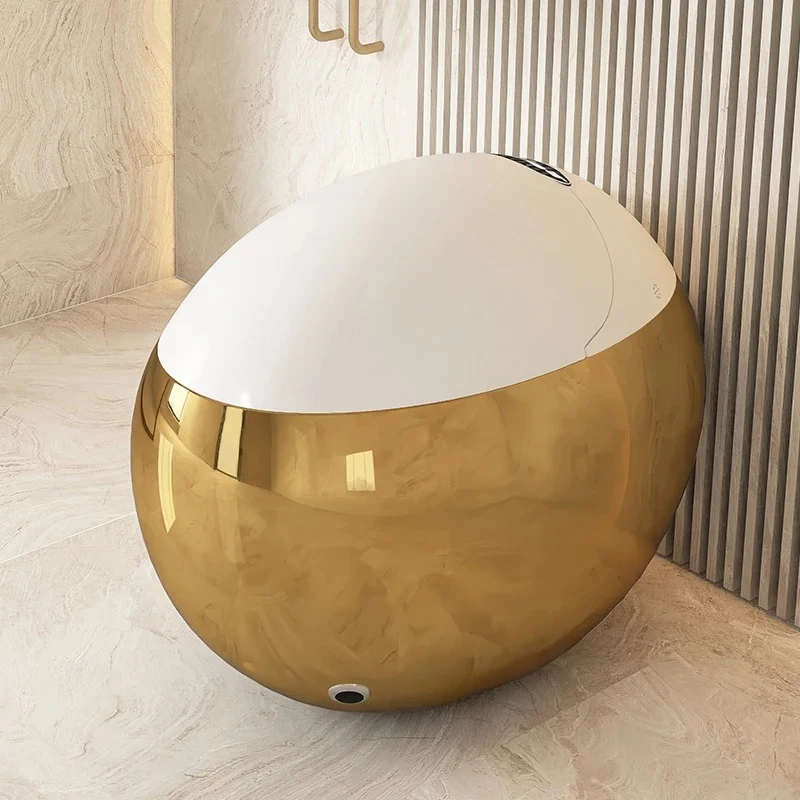 Best Selling High-End Golden Egg Commode Intelligent Sanitary Wares Washroom Technology Fashionable Gold Toilet Seat Bowl