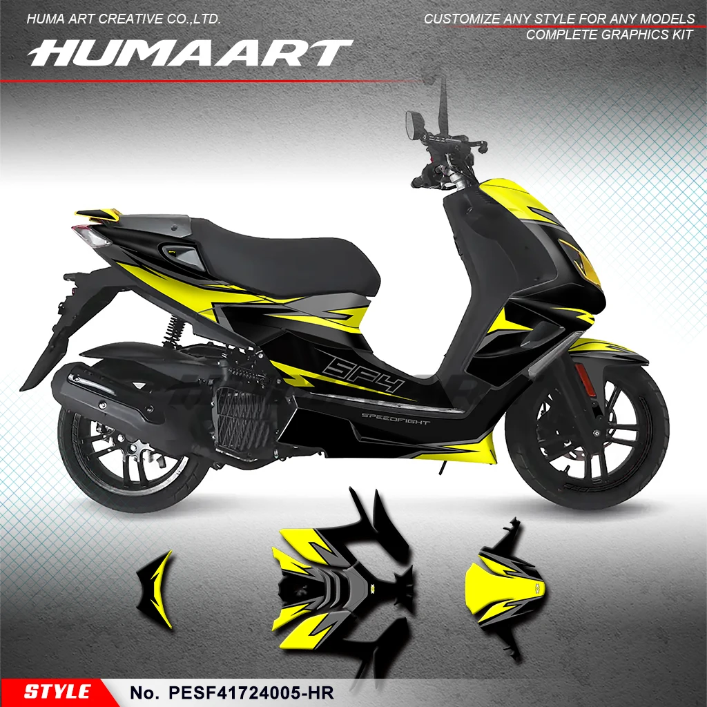 HUMAART Racing Graphics Sticker Kit for Peugeot Speedfight 4/SF4-150 2017 2018 2019 2020 2021 2022 2023 2024, PESF41724005-HR