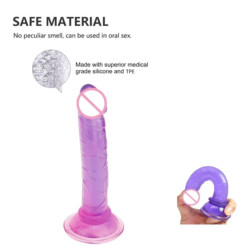 Translucent Soft Jelly Dildo Realistic Fake Dick Penis Butt Plug Sex Toys for Woman Vagina Anal Female Masturbation Huge Dildos