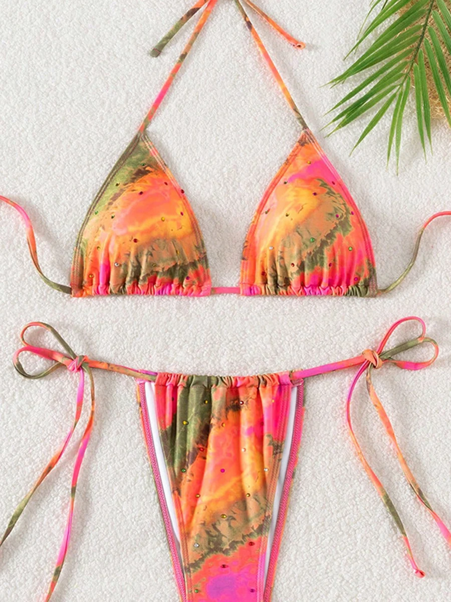 

Бикини с эффектом пуш-ап, новинка 2025, сексуальный женский купальник, женский комплект микро-бикини, купальный костюм с принтом, купальный костюм, пляжная одежда