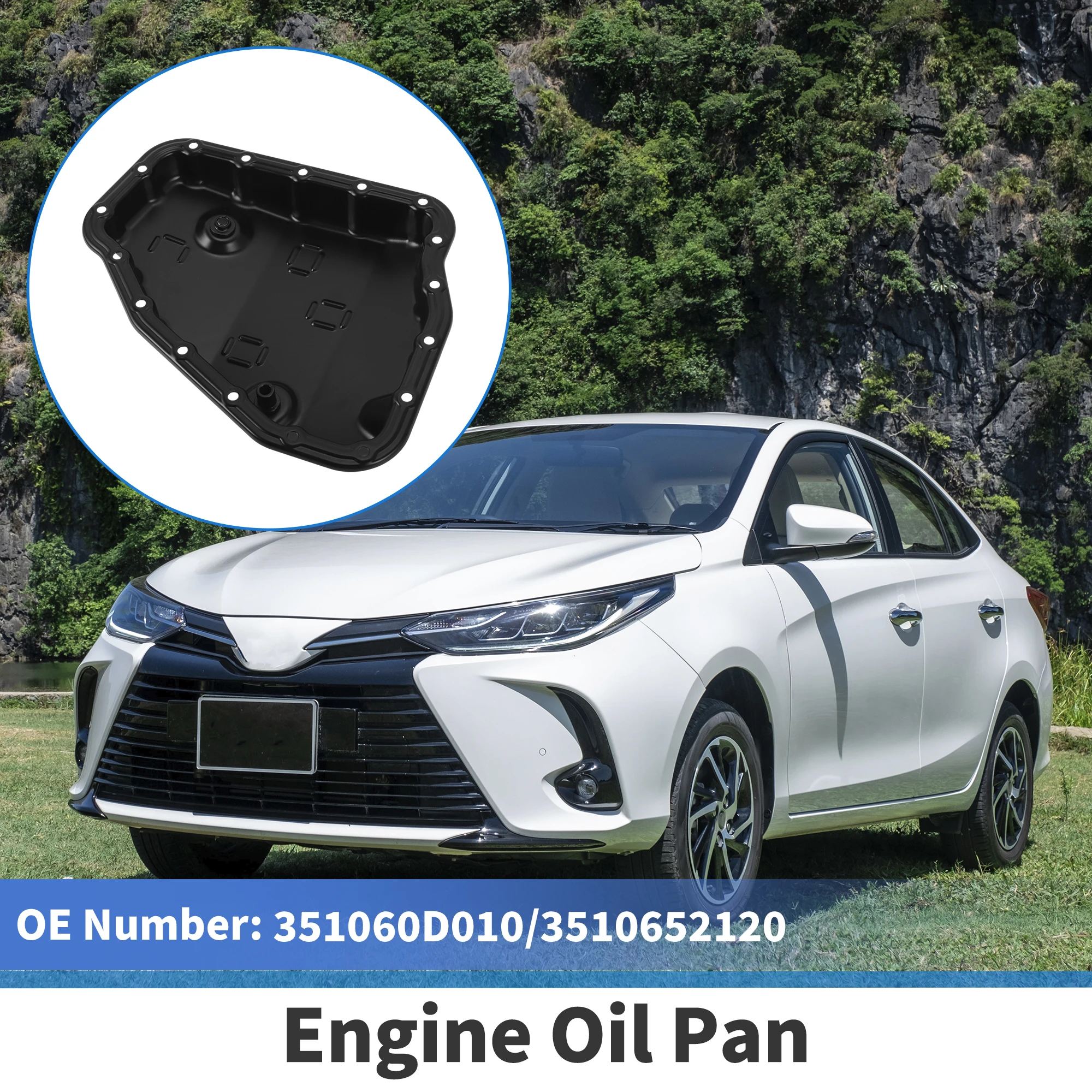 

X Autohaux 1 Pc No.351060D010 Engine Oil Pan for Toyota Vios 2014-2016 Steel Black