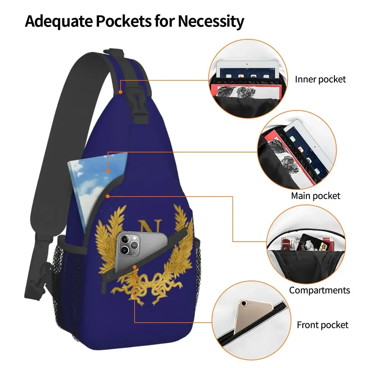 Napoleon Bonaparte Crossbody Sling Bag Small Chest Bag French Empire Shoulder Backpack Daypack for Travel Hiking Travel Pack