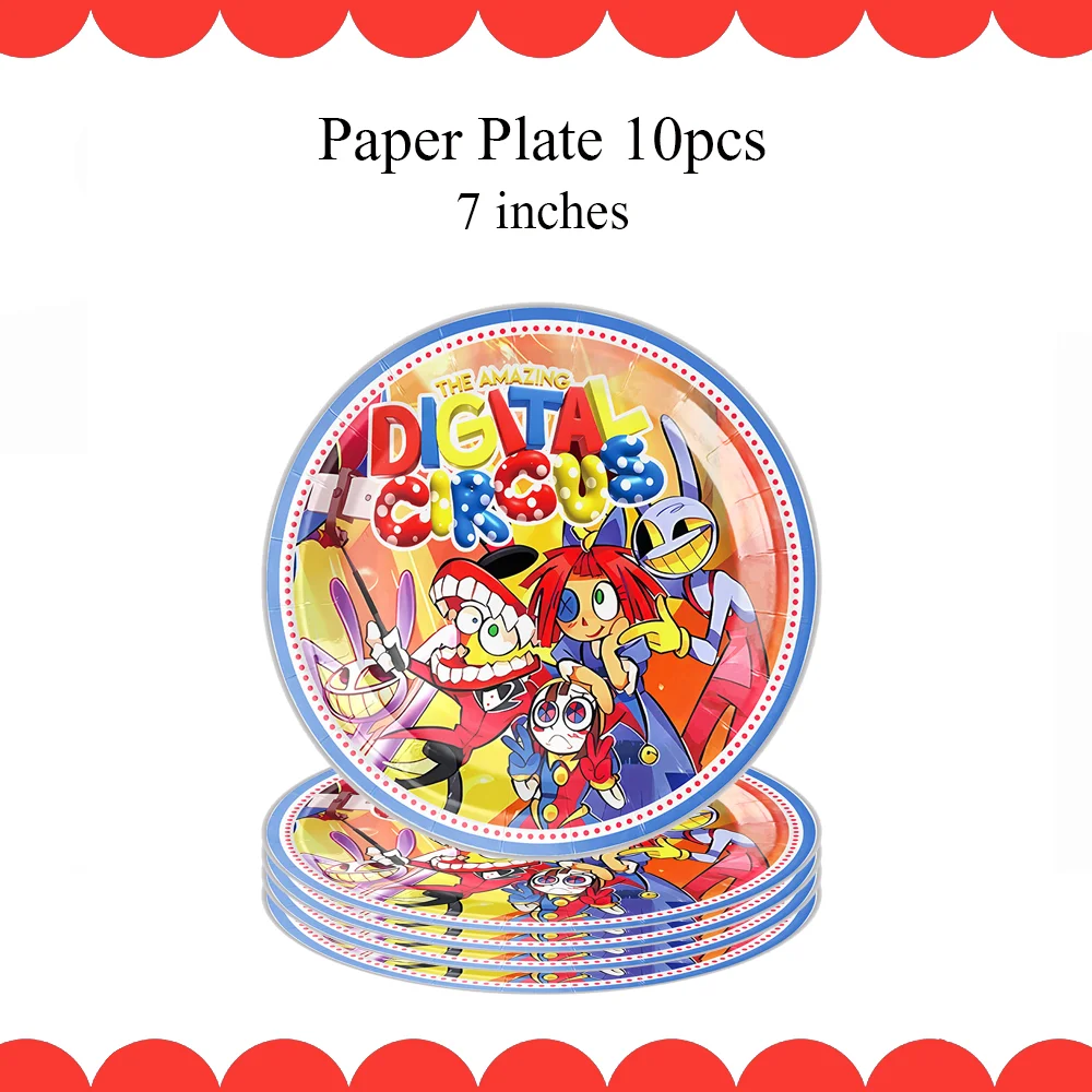 The Amazing Digital Circus Birthday Party Decor Disposable Tableware Paper Plate Banner Baby Shower Kids Pomni Party Supplies