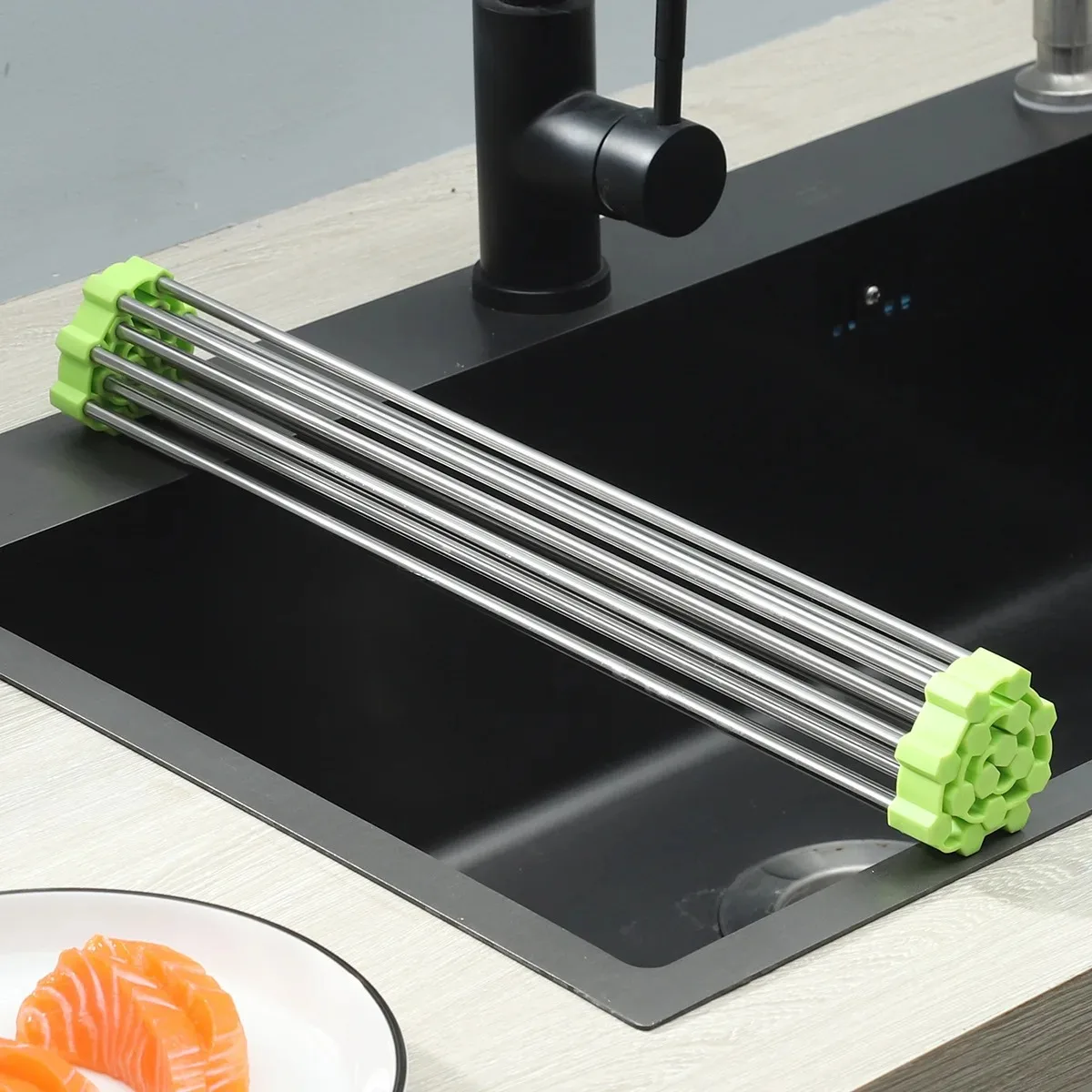 Sink Adjustable Dish Drainer Stainless Steel Drain Rack Fruit Vegetable Washing Drainer Tableware Drain Basket Kitchen Storage