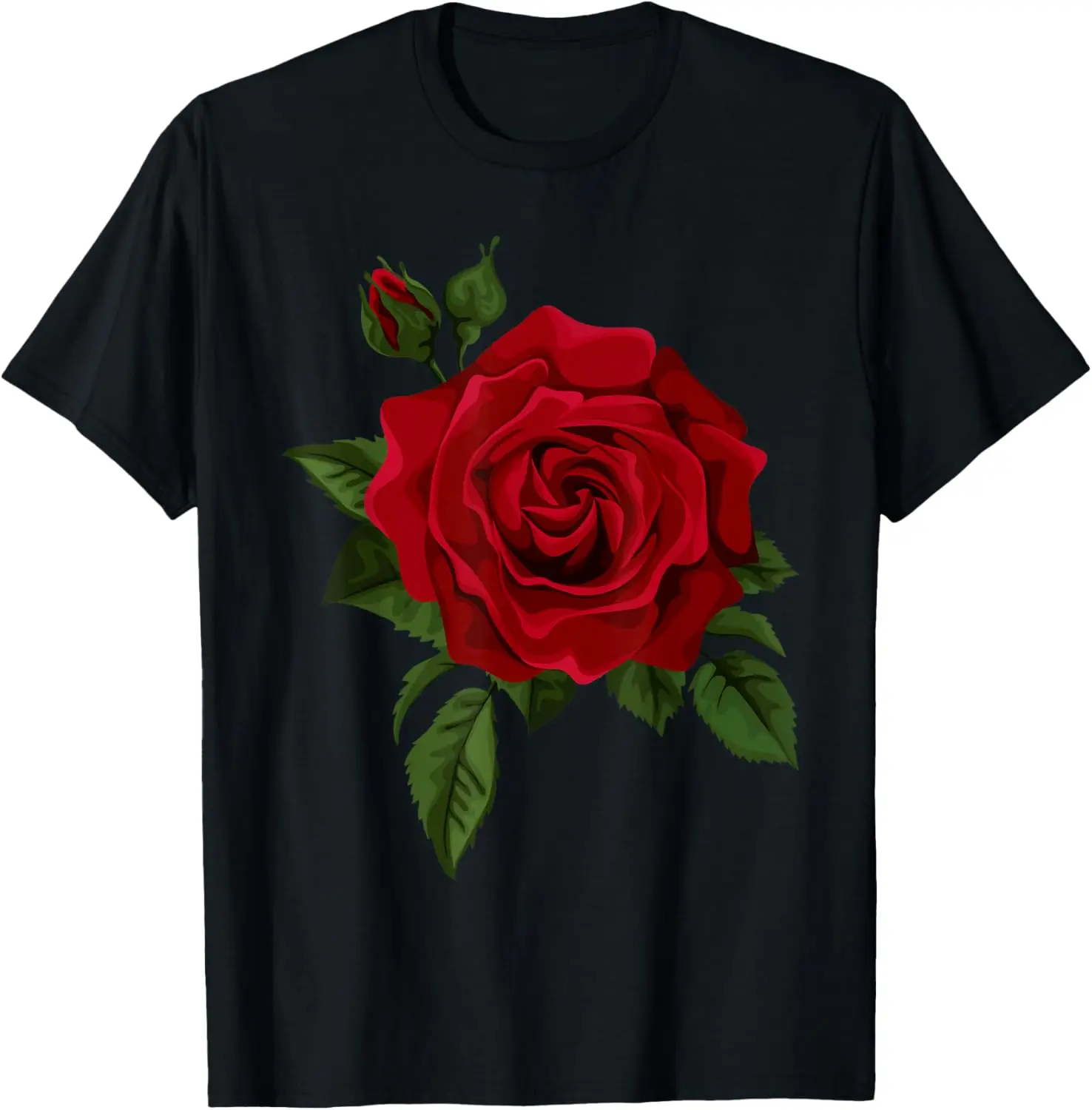 

Red Rose Flower Graphic Tee Breathable Cotton Casual Print T-Shirt for Men Gardening T-Shirts