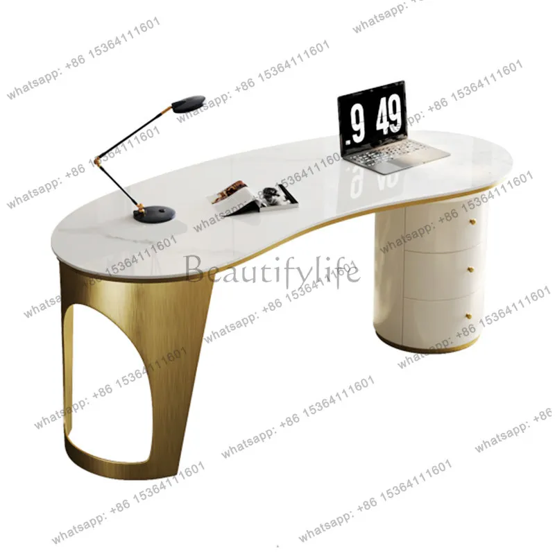 Italian light luxury rock slab desk Nordic modern study home computer desk