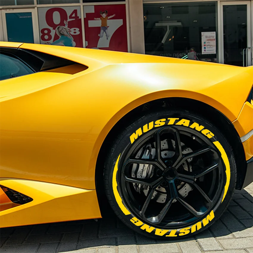 

Car Tire Lettering Sticker MUSTANG 1.06" for 14"-22" Tires With Stripes 3D Tire Letters Decoration for 4 Tires