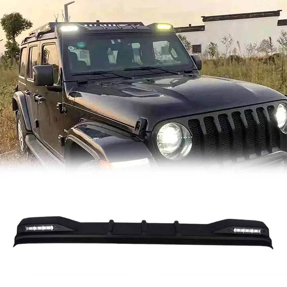 

4x4 Front Spoiler With Led Roof Light For Wrangler JK JL 2007-2022 Car ABS Matte Black Off-road Exterior Accessories