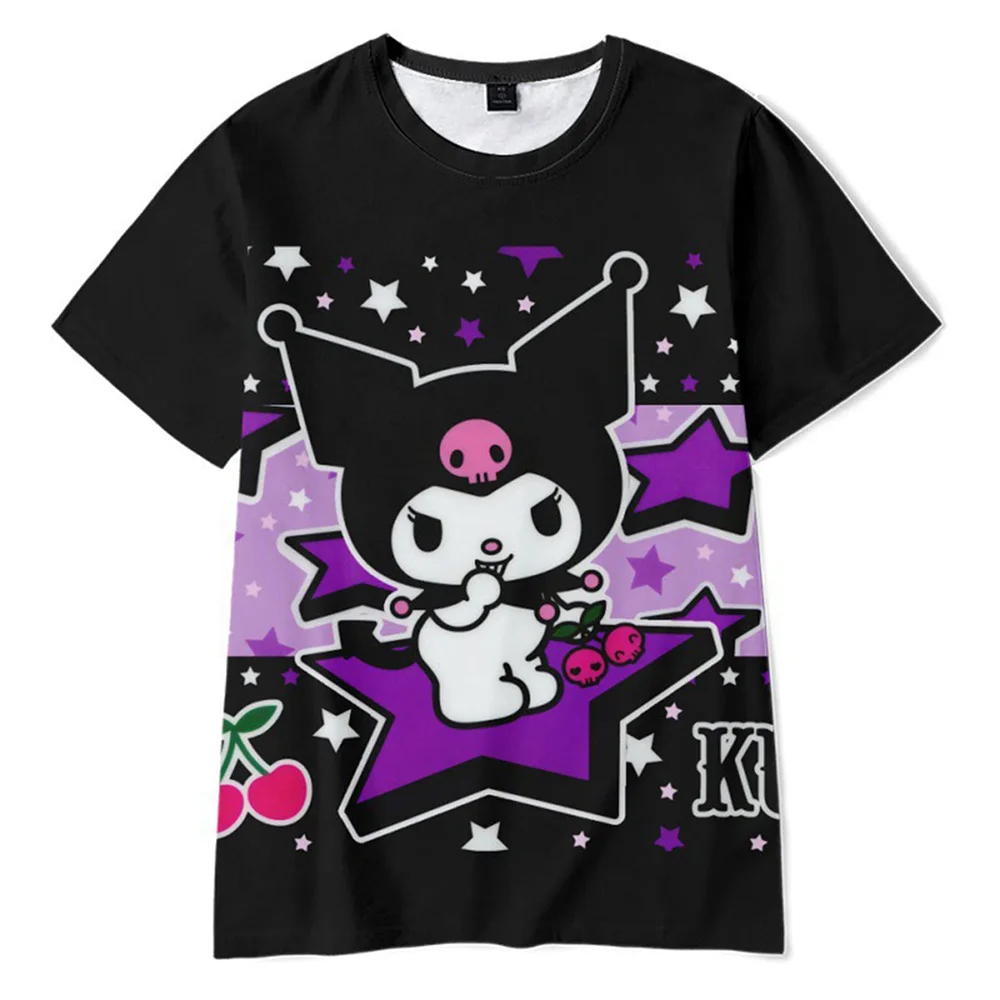 Summer Sanrio Kuromi T Shirt Women Men Kids Short Sleeve Boys Girls Tee Couple Clothes Costume Friends Tops