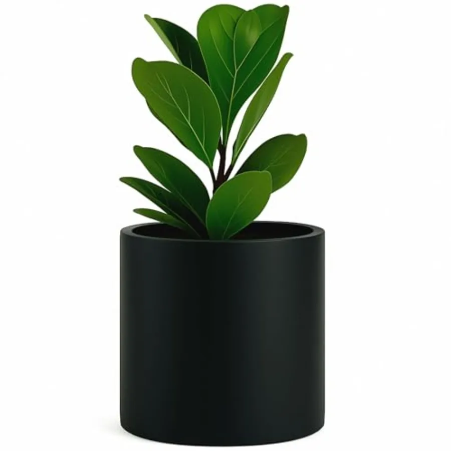 

Large Plant Pot — Premium Lightweight Fiber Matte Planter w Drainage Plug, Large Indoor and Outdoor Planter; Pots for Plants, W