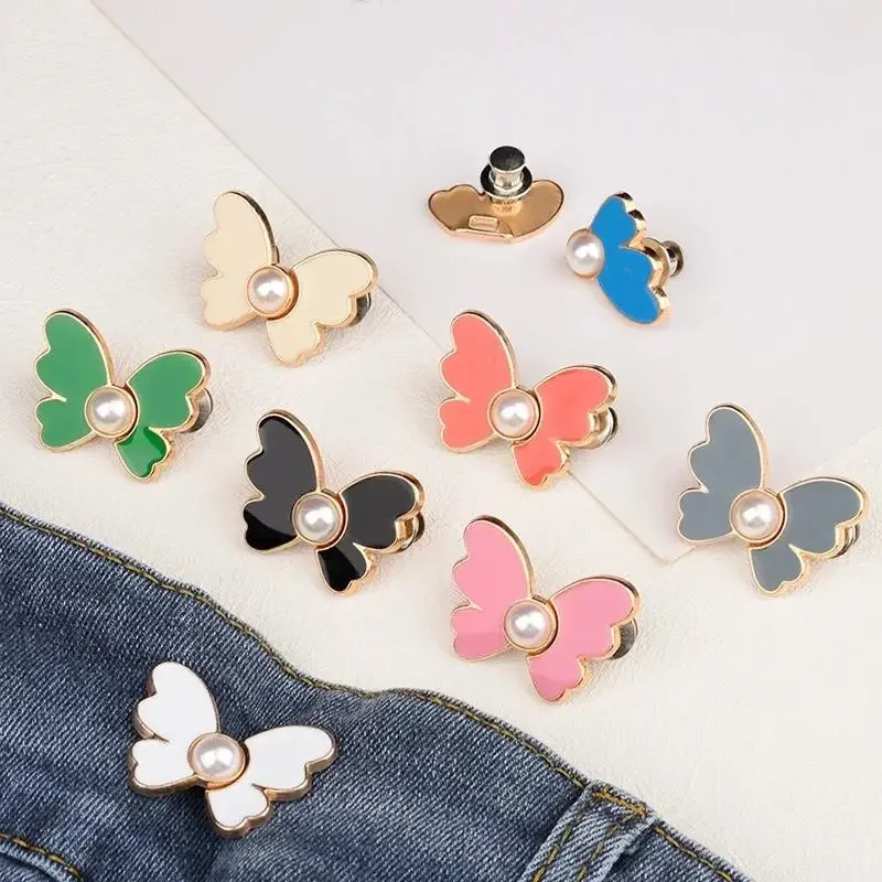 

1pc Butterfly Waist Button Jean Button Pin Reusable Clothing Fitting Tools For No Sewing Required Buttons Pants Decoration