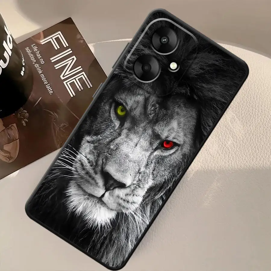 Custodia per Xiaomi Redmi 13C A1 A2 Plus A5 A3 9 10 A4 12C 14C K40 K80 Pro Custodia morbida nera per telefono Leone