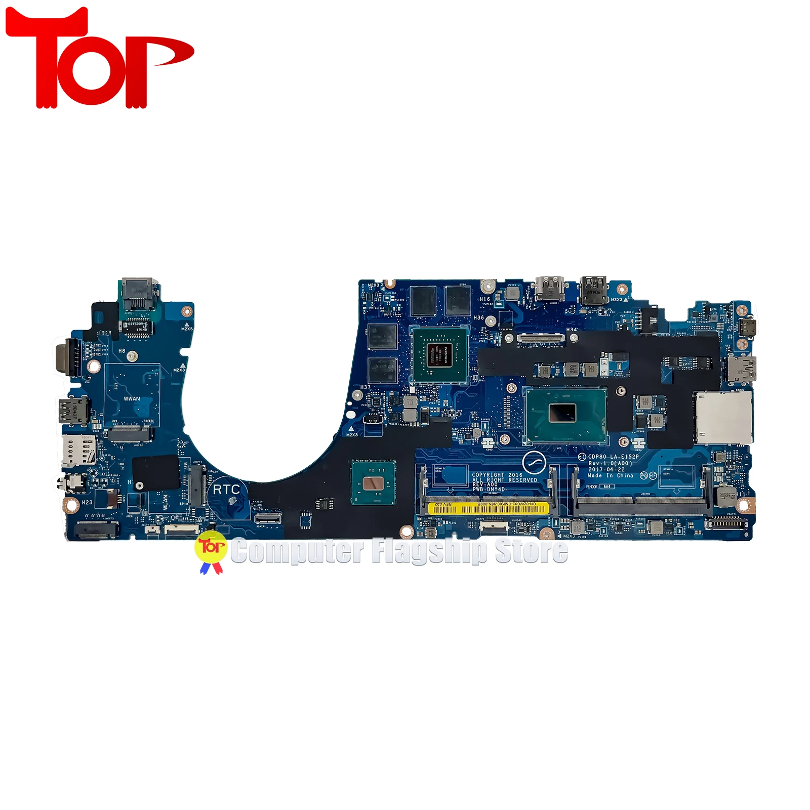 02WC92 LA-E152P Laptop Motherboard For DELL  Latitude 5580 I5-6300HQ Mainboard Nvidia Quadro M620 Fast Shipping