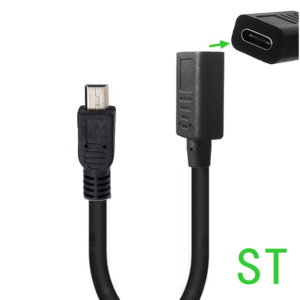 Mini-USB male to c-type female charging data adapter cable adapter 30cm mobile phone data transmission