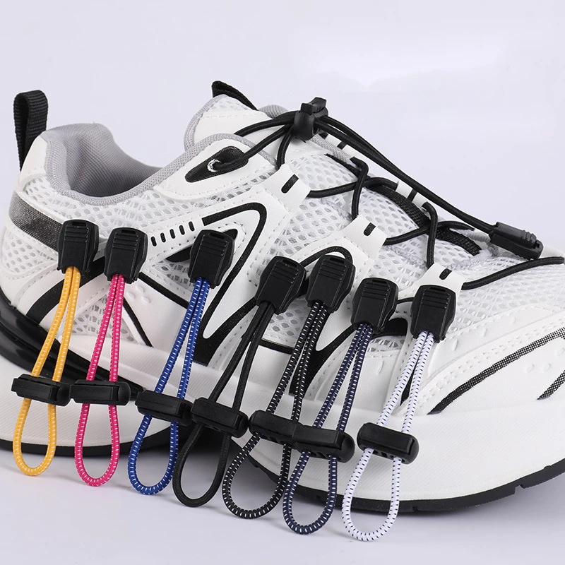 Round Shoelaces without ties square spring locking elastic shoelaces men's and women's casual sneakers laces shoe accessories