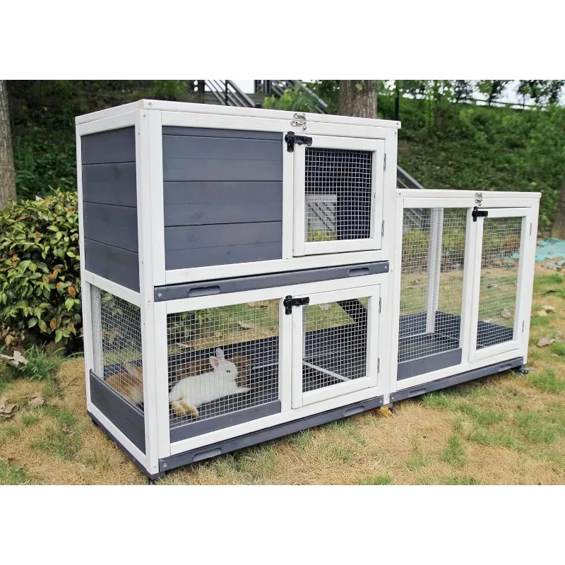 

Rabbit Cage Anti-spray Urine Deluxe Double-layer Drawer Rabbit Nest Solid Wood Pigeon Cage Villa King Room
