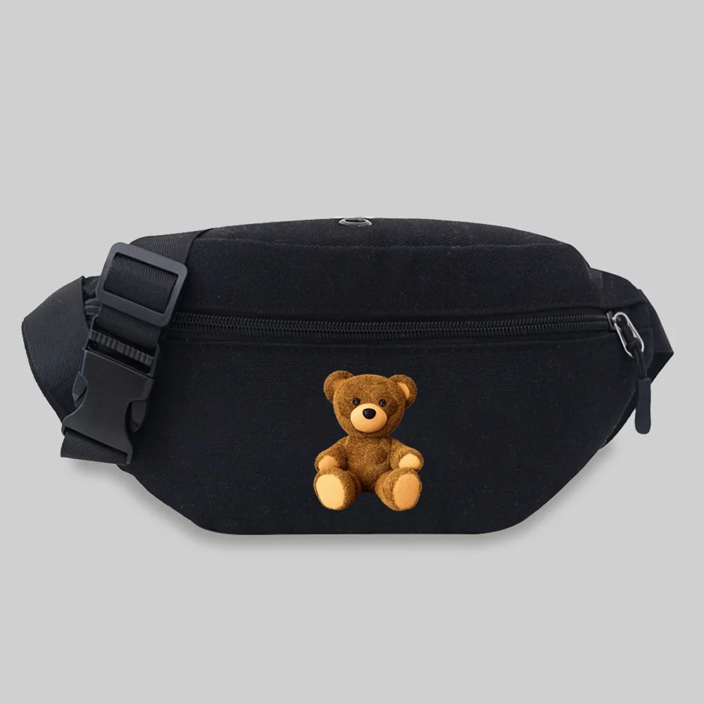 New Women\'s Waist Bag Men Chest Messenger Bags Outdoor Sport Crossbody Bag Cute Bear Series Pattern Travel Phone Purses Belt Bag