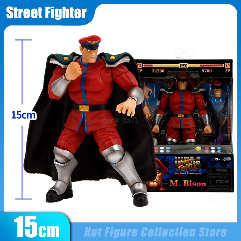 6 Inch Street Fighter Figures The Final Challengers M.Bison Action Figure Red Blue Collection Statue Model Birthday Toy Gifts