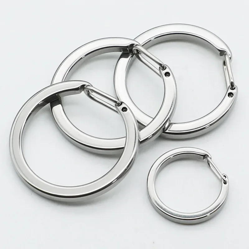 19/31mm Metal Spring Open Keychain Stainless Steel Round Spring Clasp Keyring C Buckle Key Chains DIY Buckles Hooks Accessories