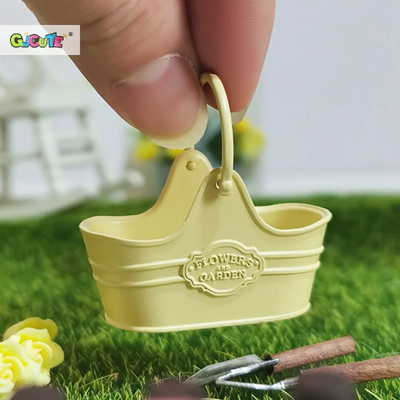 Dollhouse Flower Bucket Basket Fruit Vegetable Picnic Baskets Fairy Garden Decoration Micro Landscape Scene Construction Props