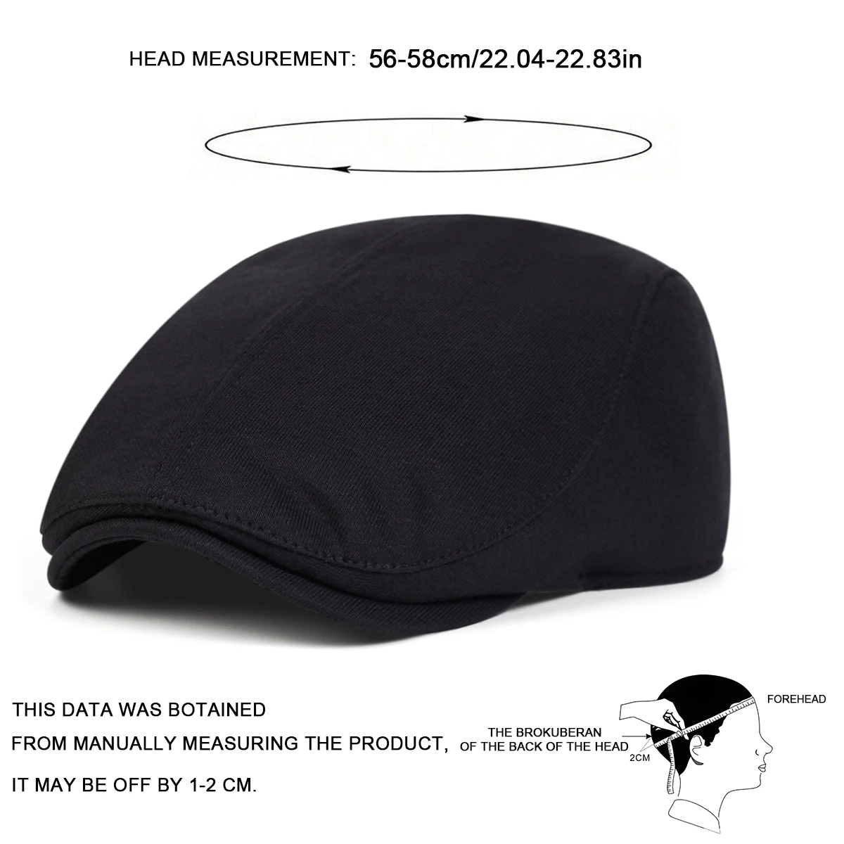 Unisex Einfarbige Newsboy-Mützen Britische Malermützen Herbst- und Winter-Baskenmützen Flache Schirmmützen Hip-Hop-Baskenmützen – Detail 7