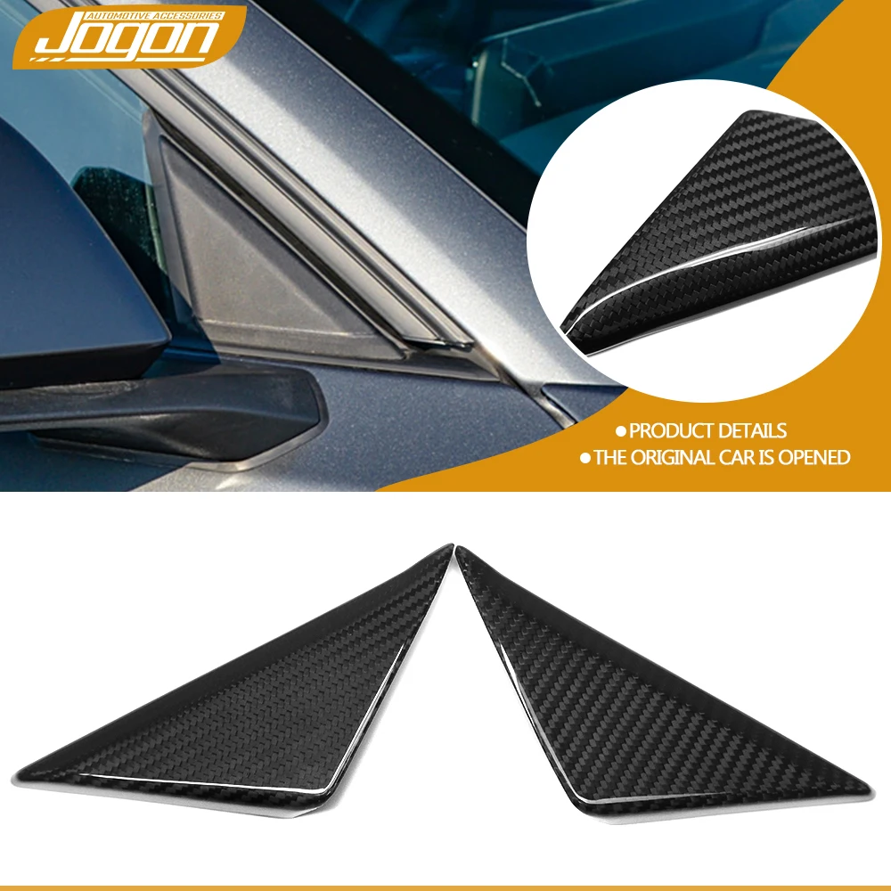 2Pcs For Ford Mustang GT S650 Dark Horse 2024+ Real Carbon Fiber Car Front Window Side Triangle  A Pillar Panel Trim Accessories