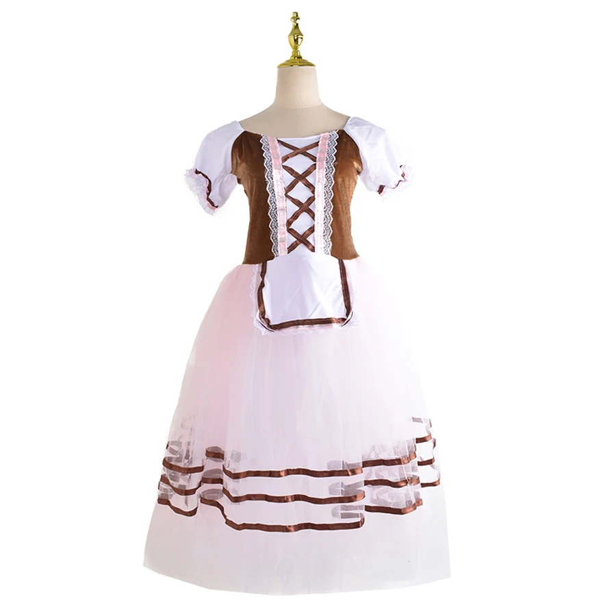 

New Romantic Tutu Giselle Ballet Costumes Girls Child Velet Long Tulle Dress Skate Ballerina Dress Puff Sleeve Chorus Dress
