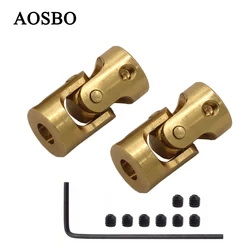 Mini Coupling Brass Universal Joint 3mm-3mm Diameter 7mm Length 14mm M2/M2.5 Threaded Hole Model Ship Coupler Gimbal