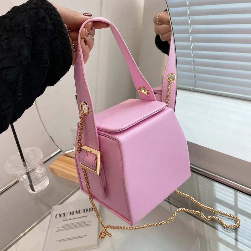 Fashion Leather Small Shoulder Crossbody Bag Women\'s Square Box Handbag 2023 Daily Commute Bag Luxury Party Wedding Clutch Purse